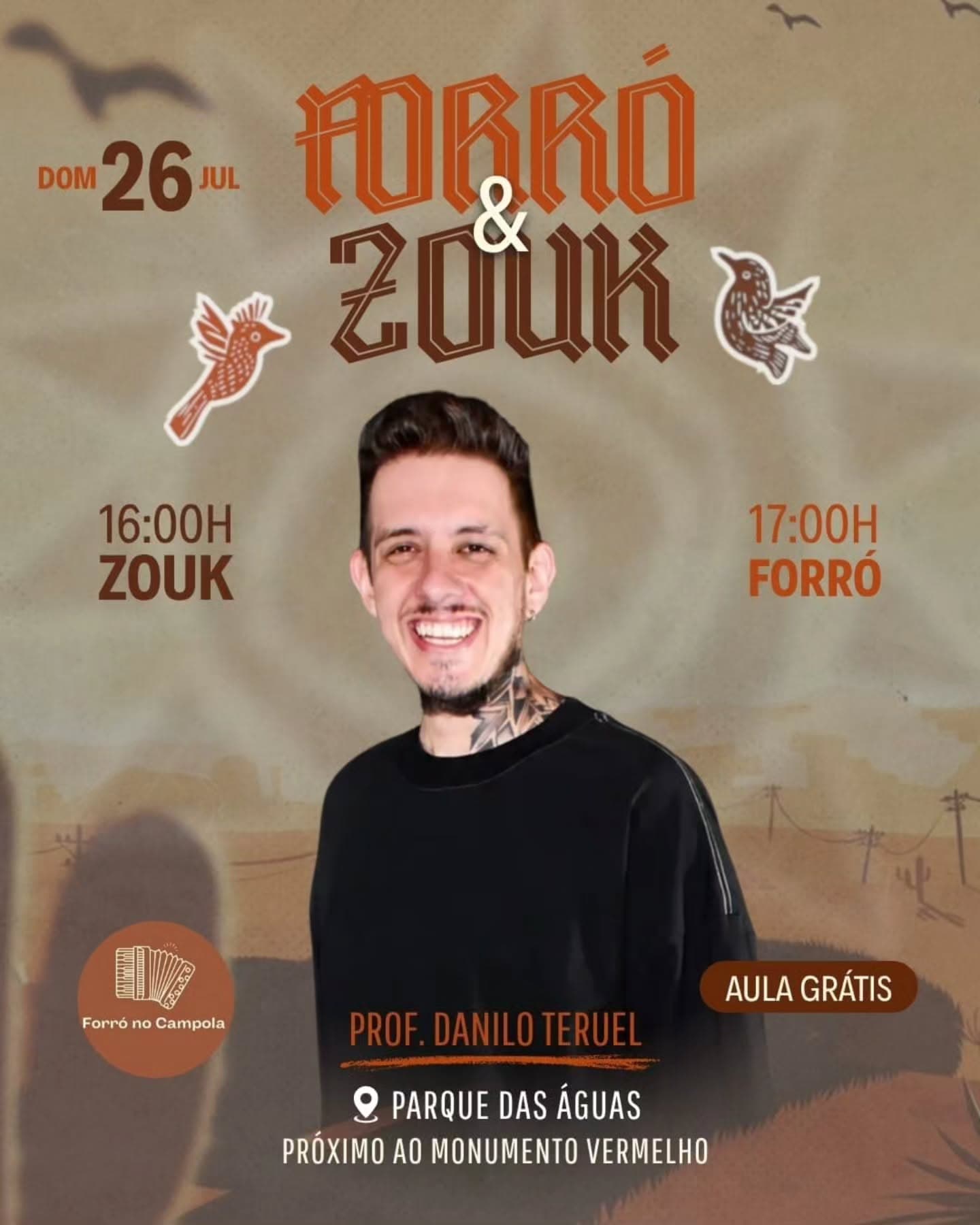 Flyer: Forró & Zouk - Aula Gratuita