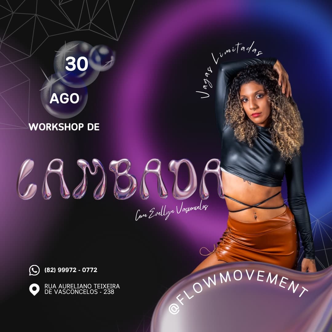 Flyer: Workshop de Lambada com Evellyn Vasconcelos