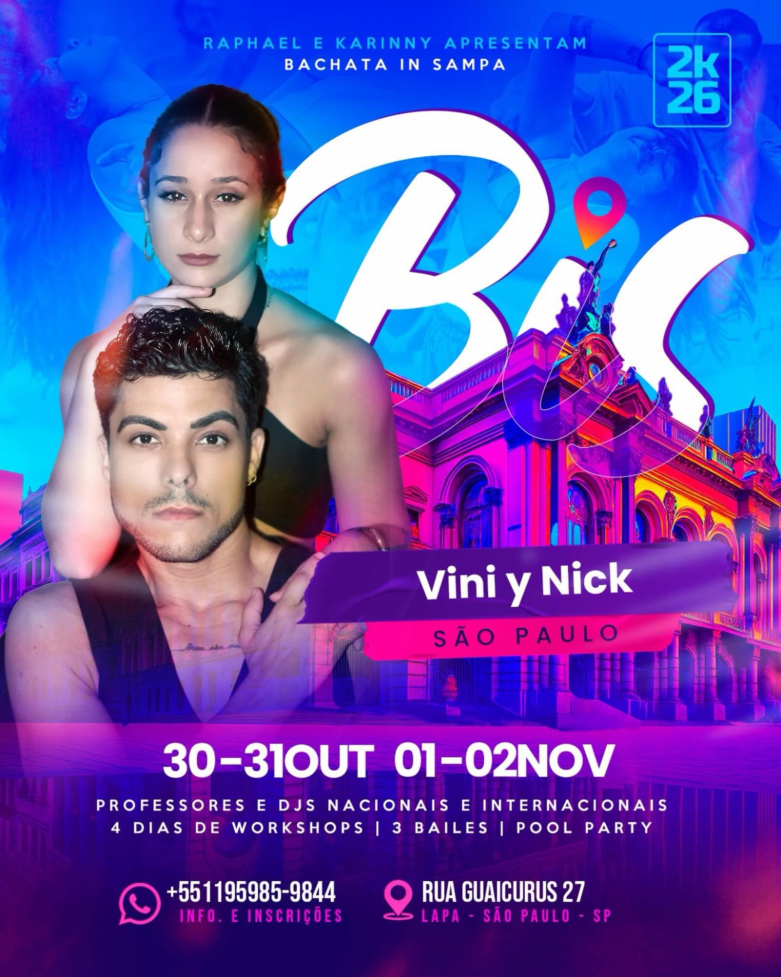 Flyer: Bachata in Sampa 2k26 - Vini y Nick