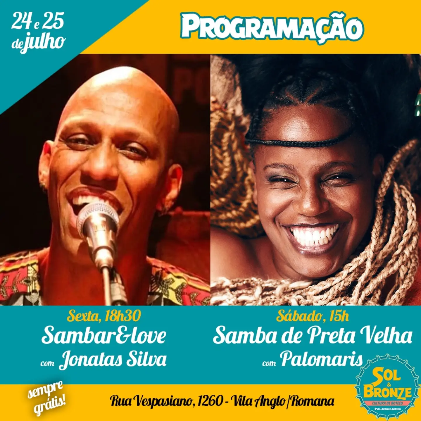 Flyer: Sambar&love com Jonatas Silva