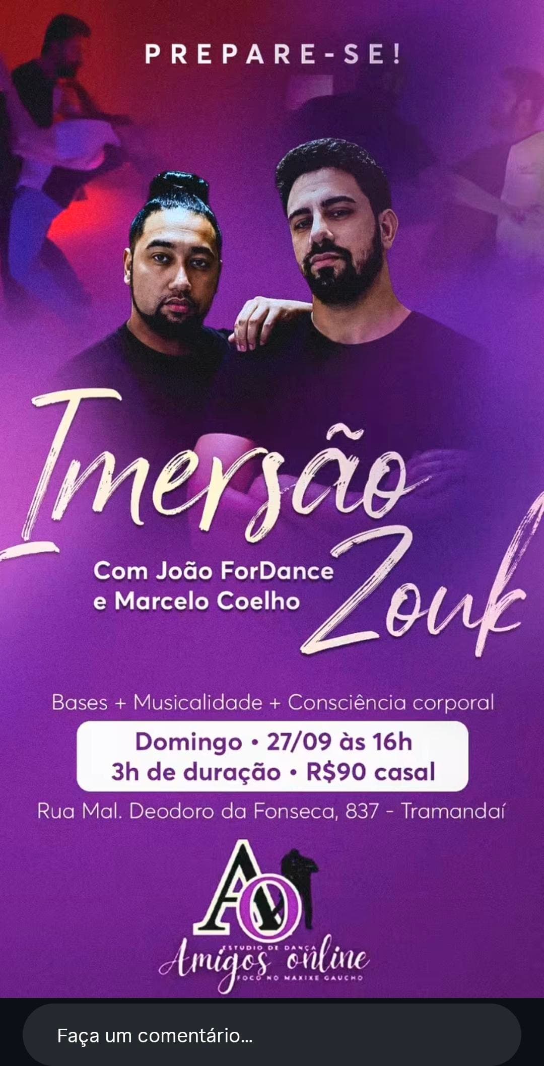 Flyer: Imersão Zouk com João ForDance e Marcelo Coelho