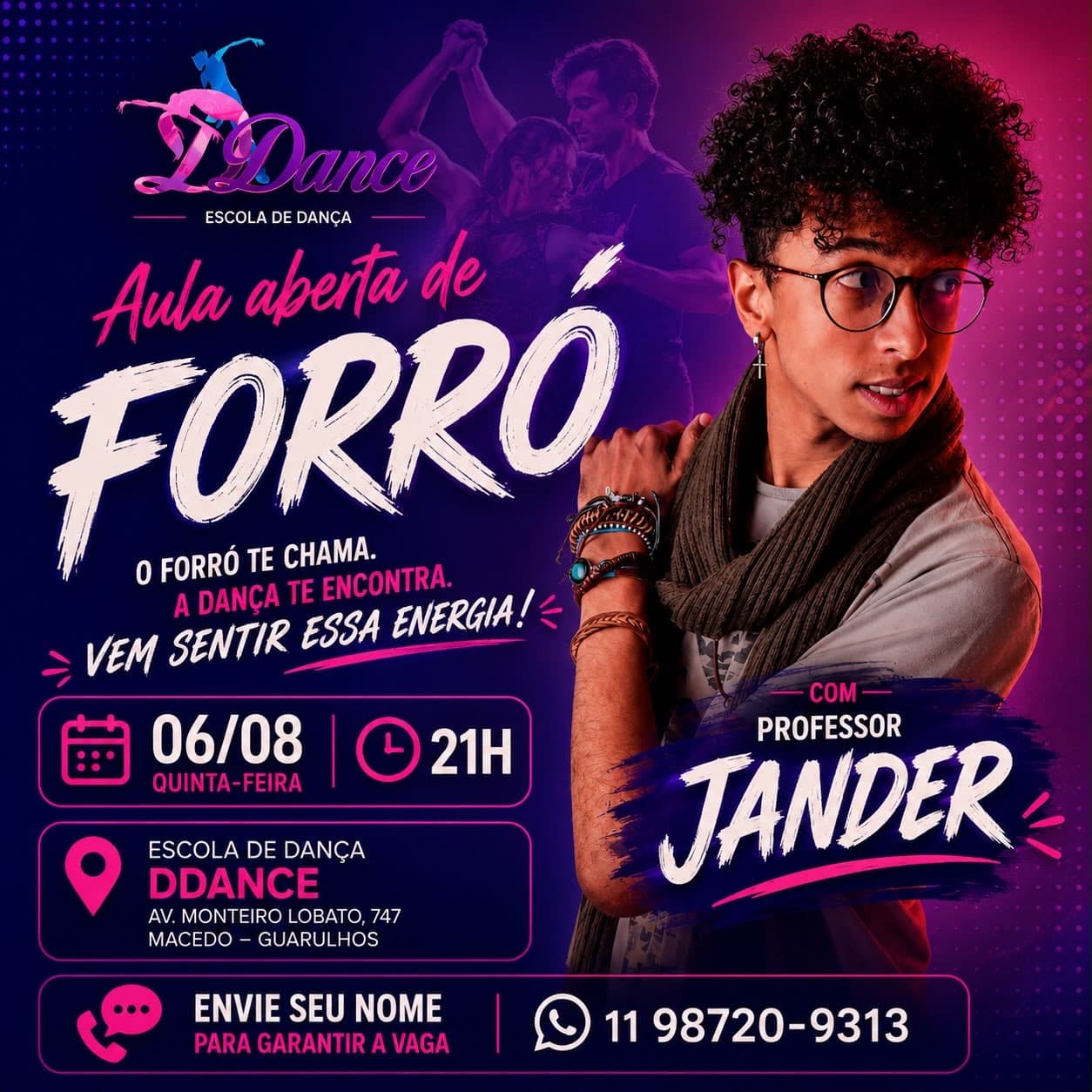 Flyer: Aulão Aberto de Forró com Professor Jander