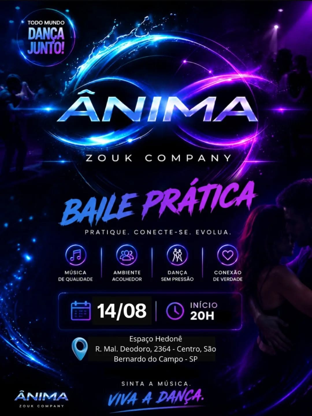Flyer: 1º Baile Prática - Ânima Zouk Company