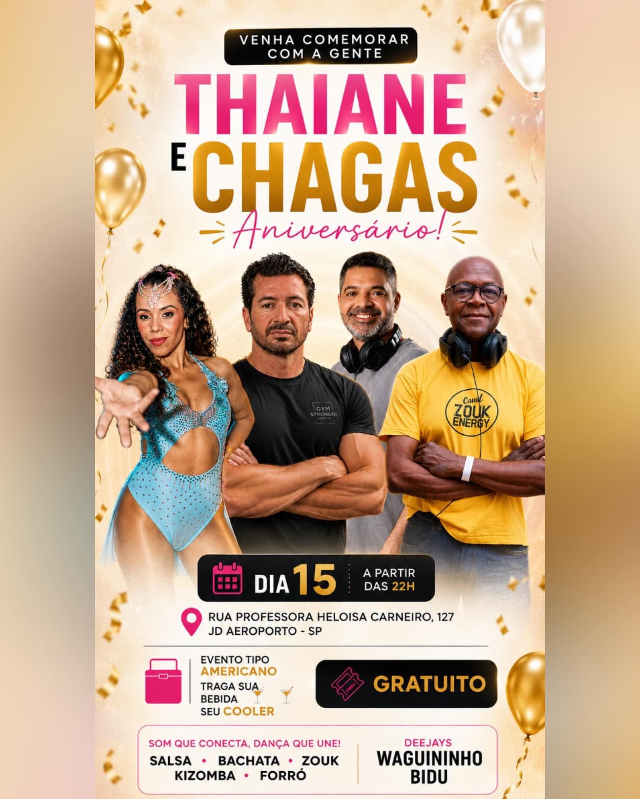 Flyer: Aniversário Thaiane e Chagas