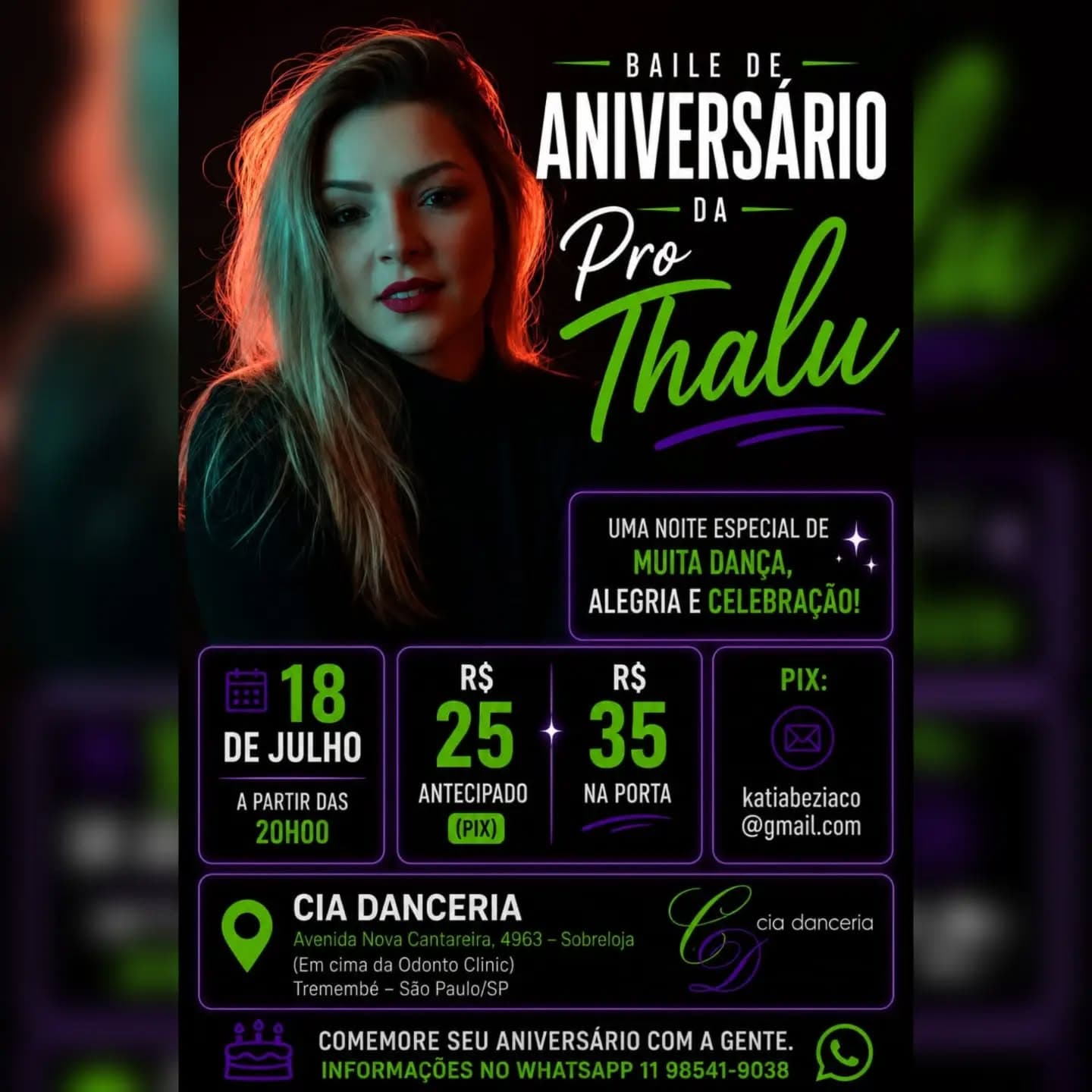 Flyer: Baile de Aniversário da Prô Thalu