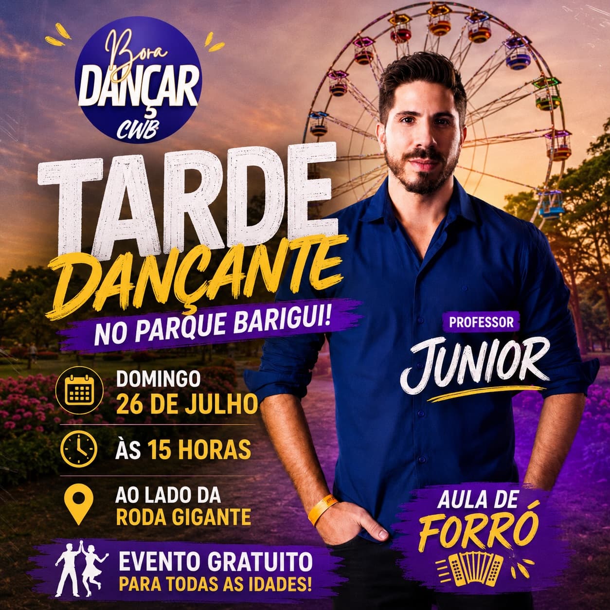 Flyer: Tarde Dançante no Parque Barigui - Aula de Forró