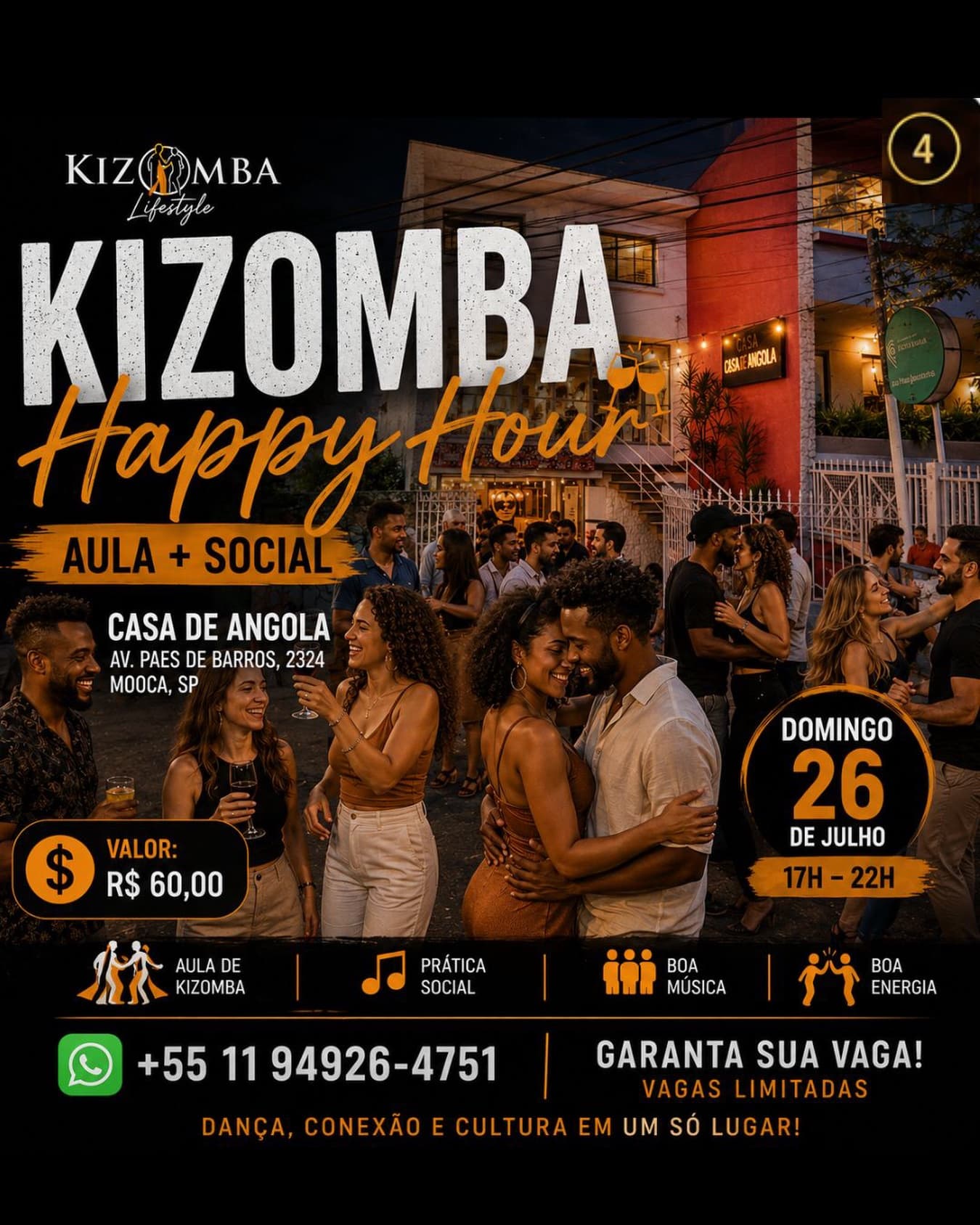 Flyer: Kizomba Happy Hour na Casa de Angola