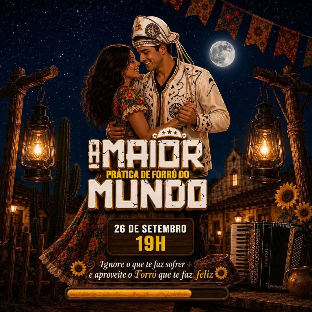 Flyer: A Maior Prática de Forró do Mundo + Ação Solidária