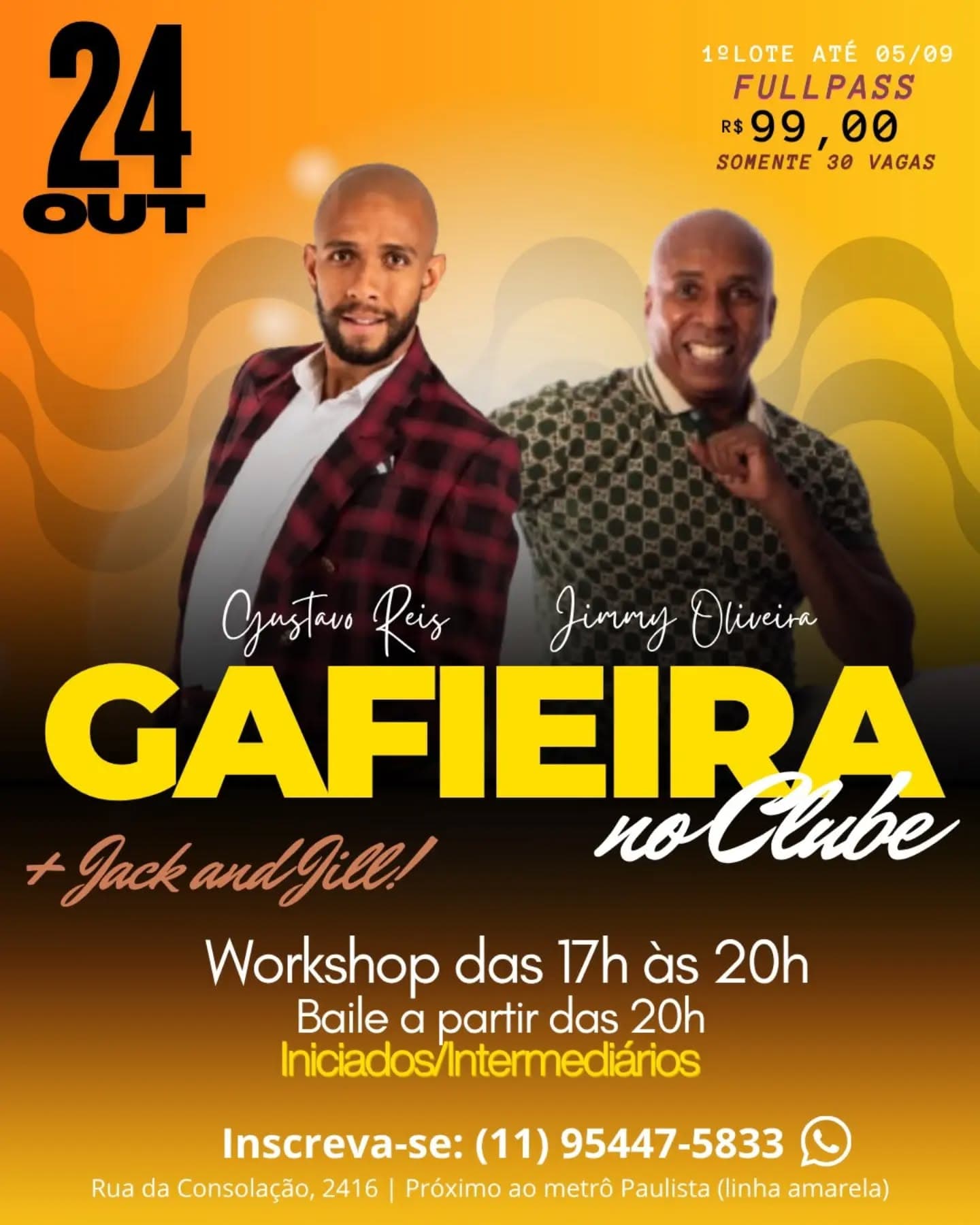 Flyer: Gafieira no Clube - Gustavo Reis e Jimmy Oliveira