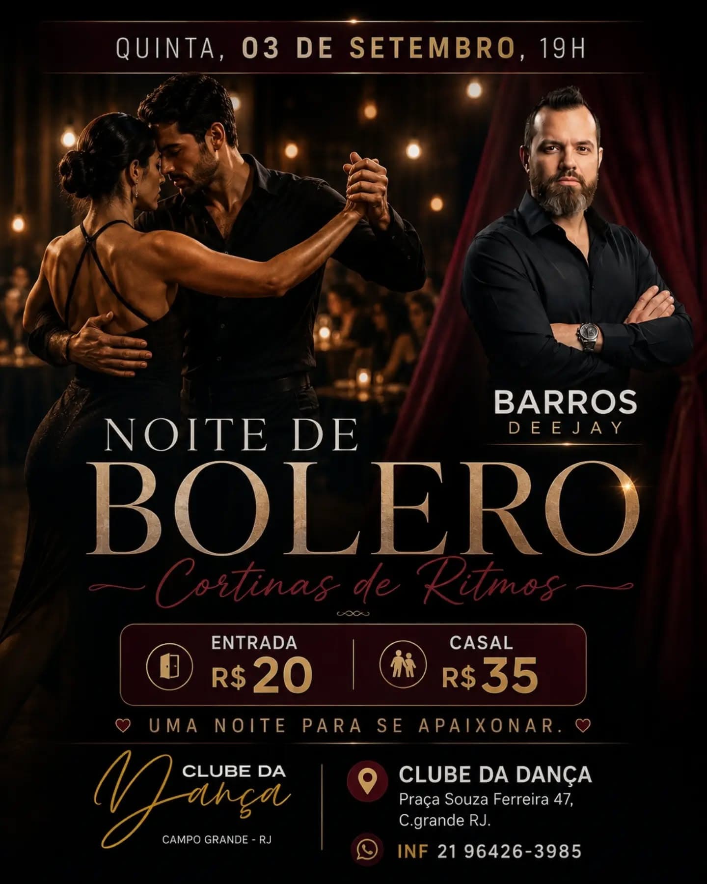 Flyer: Noite de Bolero | Cortinas de Ritmos