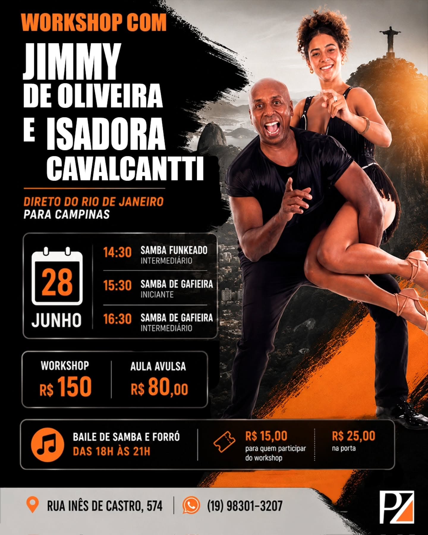 Flyer: Workshop com Jimmy de Oliveira e Isadora Cavalcantti