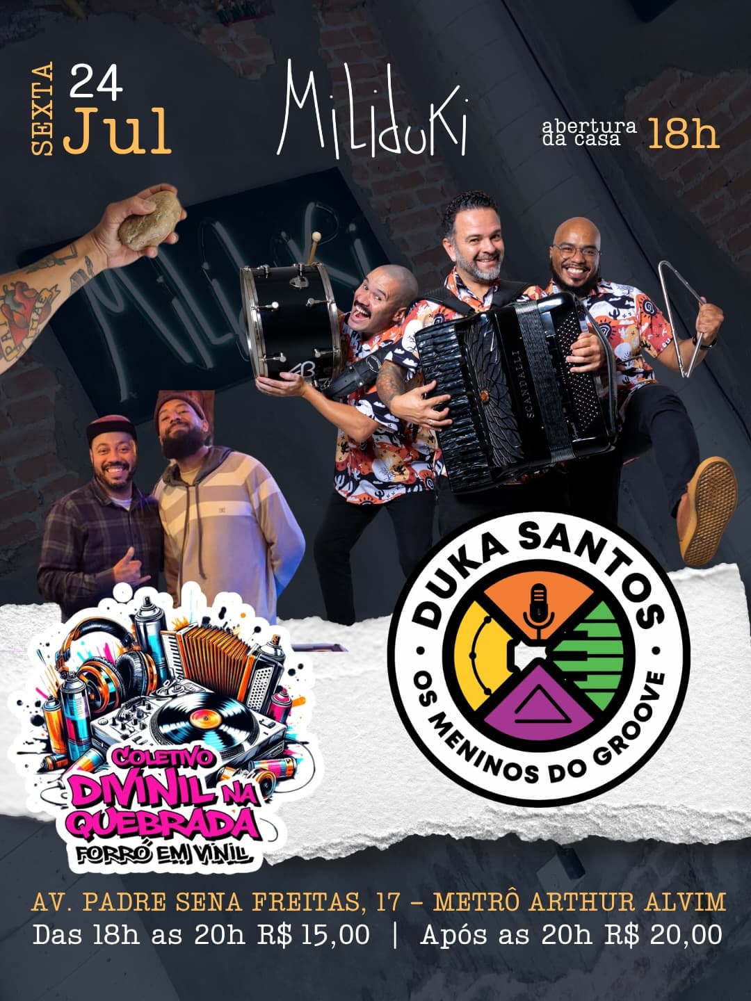 Flyer: MiLiduKi - Duka Santos e Coletivo Divinil na Quebrada