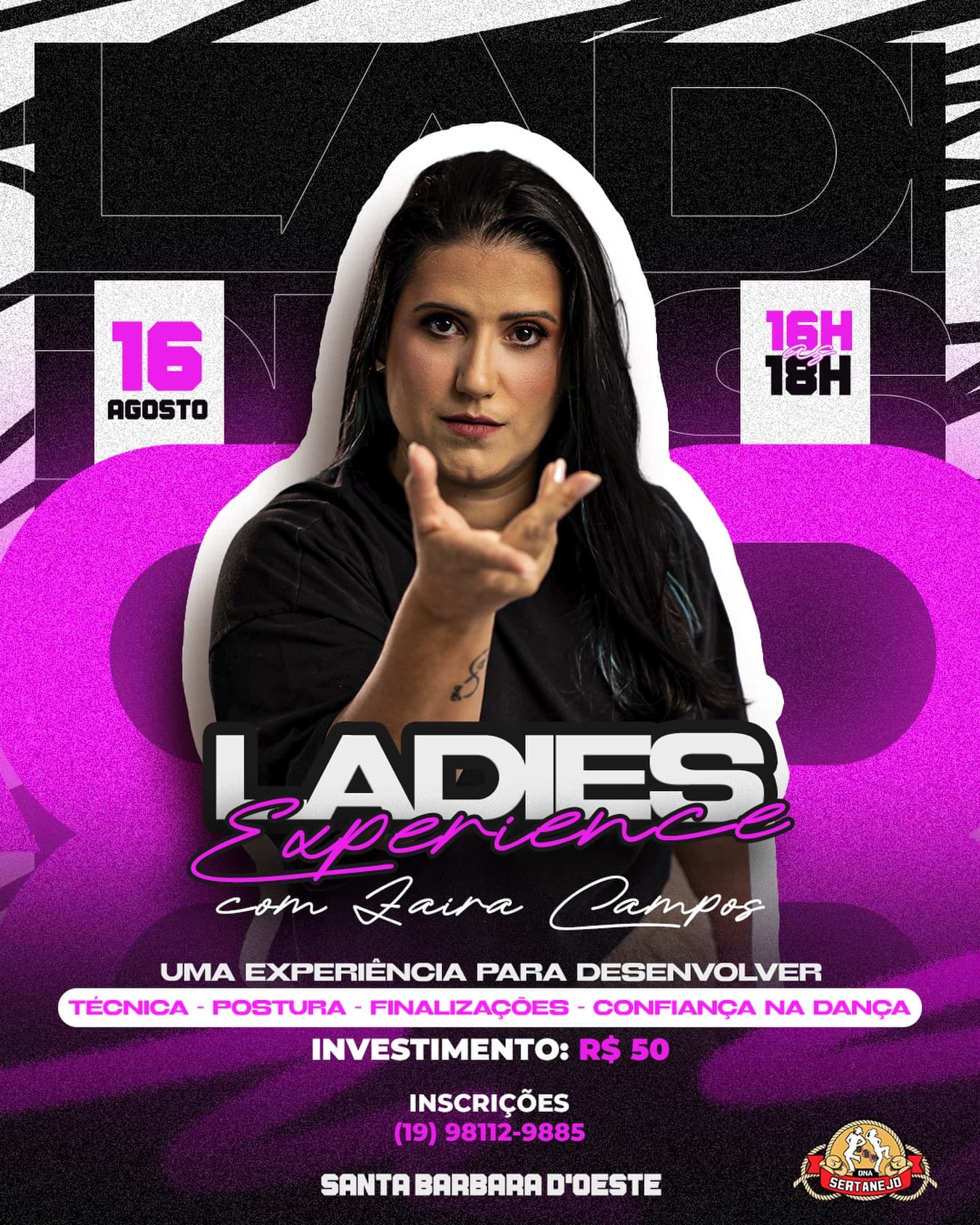 Flyer: Ladies Experience com Faira Campos