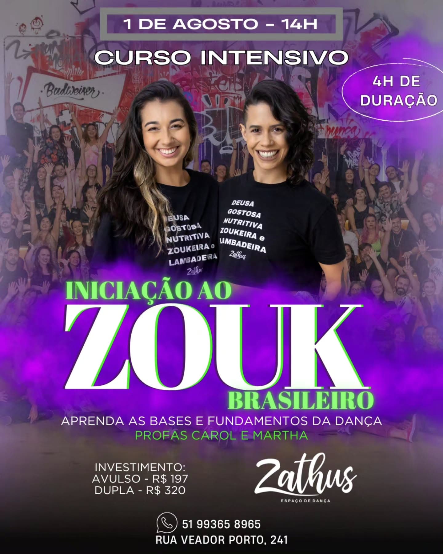 Flyer: Curso Intensivo de Iniciação ao Zouk Brasileiro