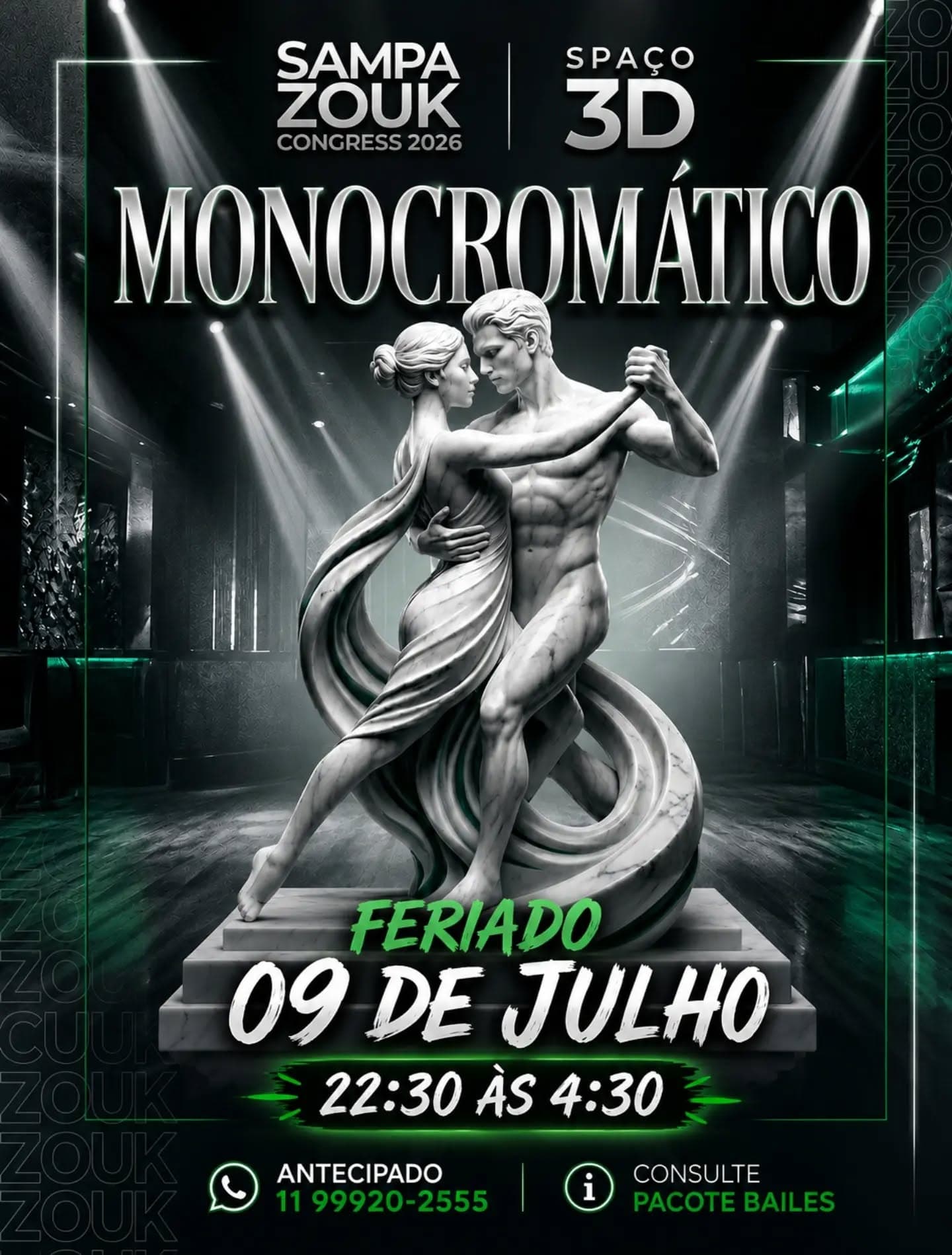 Flyer: Monocromático - Sampa Zouk Congress 2026