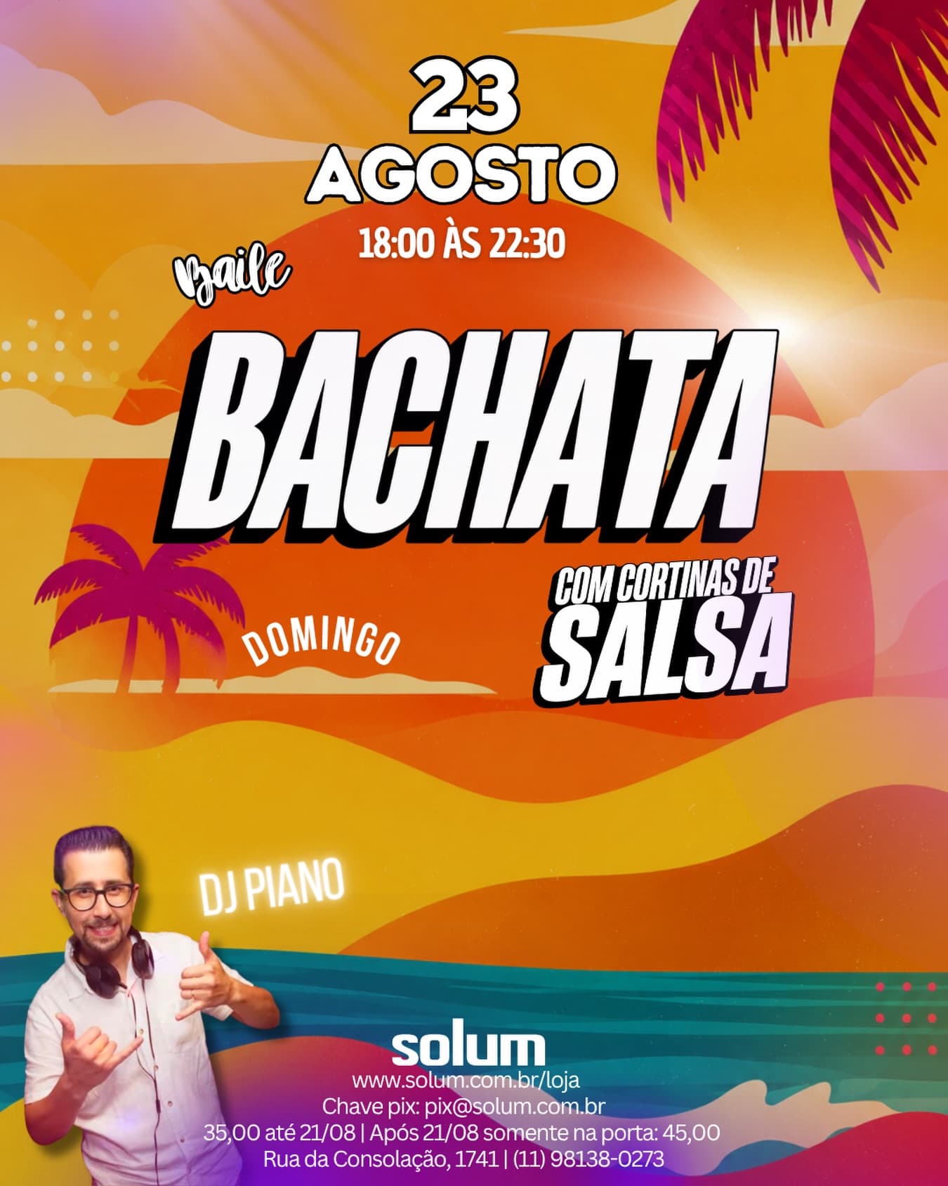 Flyer: Baile Bachata com Cortinas de Salsa