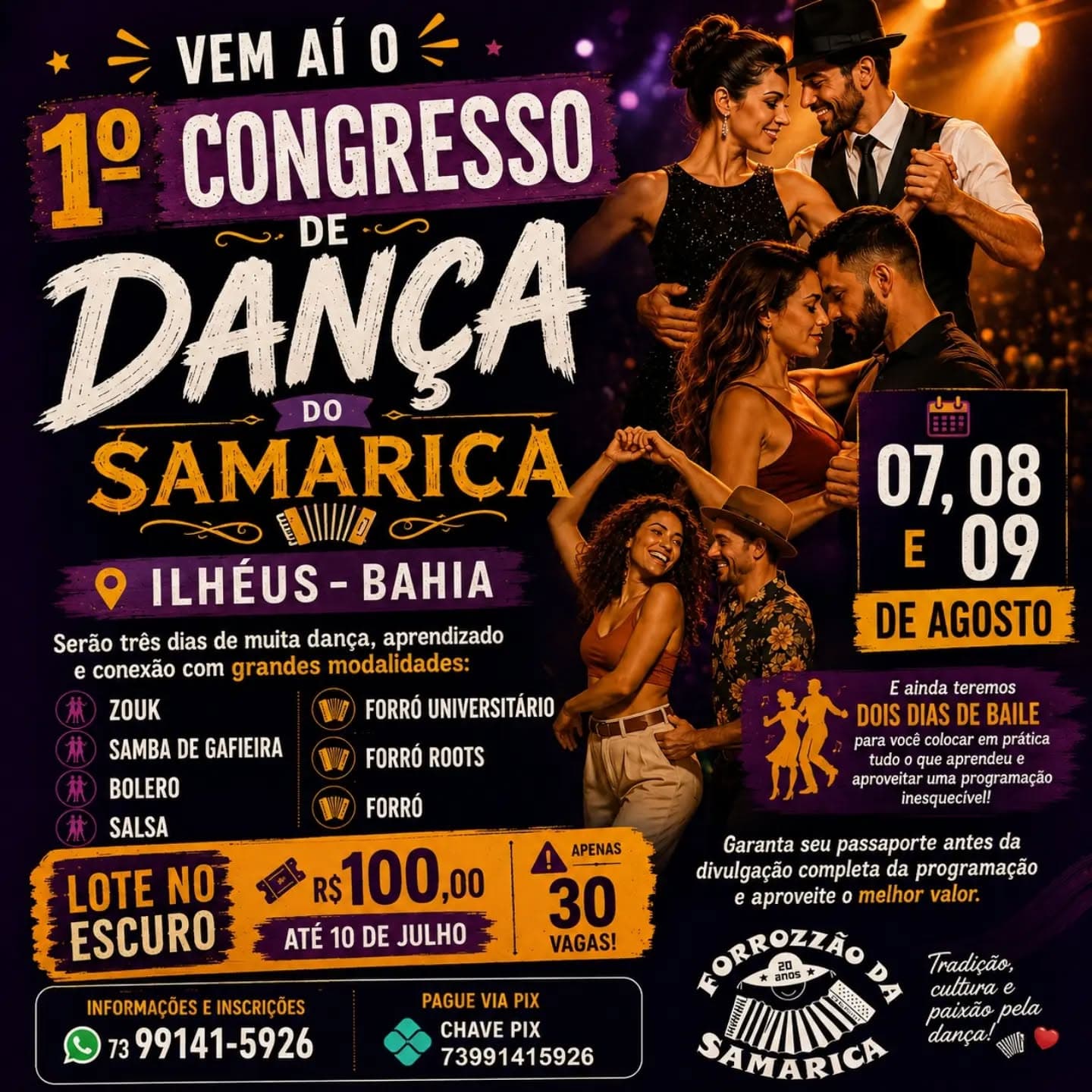 Flyer: 1º Congresso de Dança do Samarica