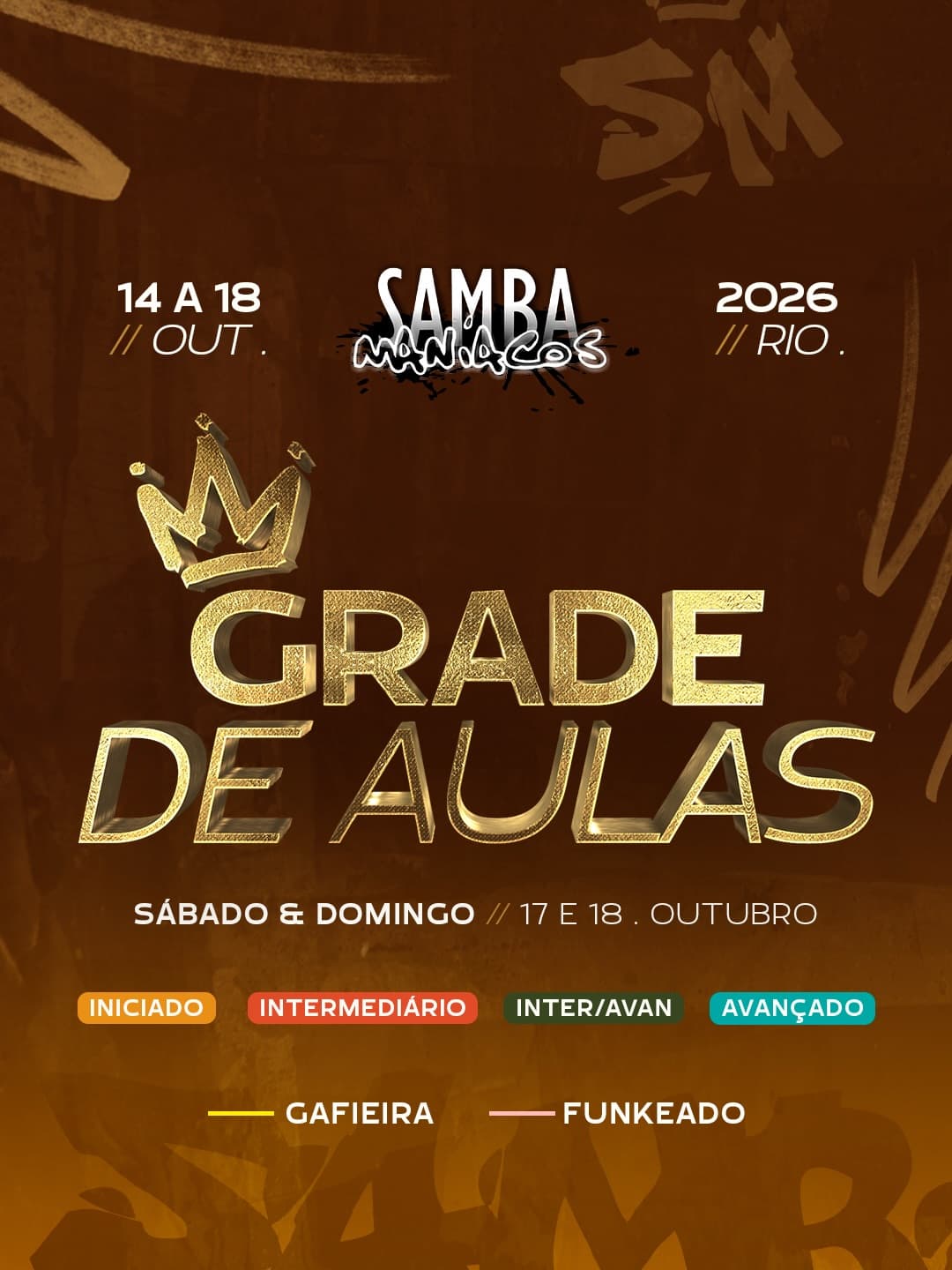 Flyer: Samba Maníacos 2026 - Grade de Aulas