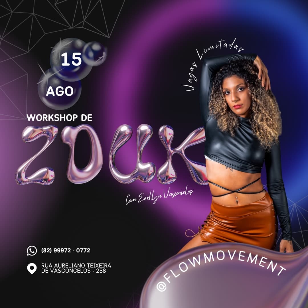 Flyer: Workshop de Zouk com Evellyn Vasconcelos