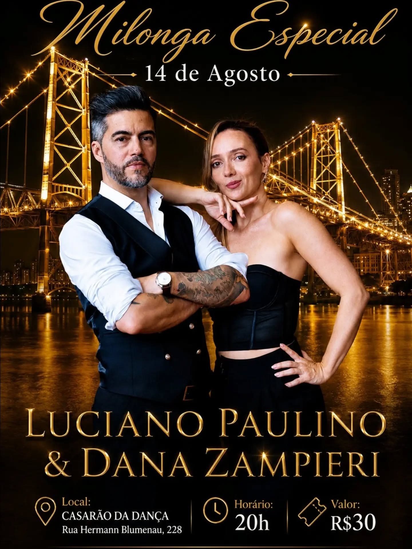 Flyer: Milonga Especial e Workshops - Luciano Paulino & Dana Zampieri