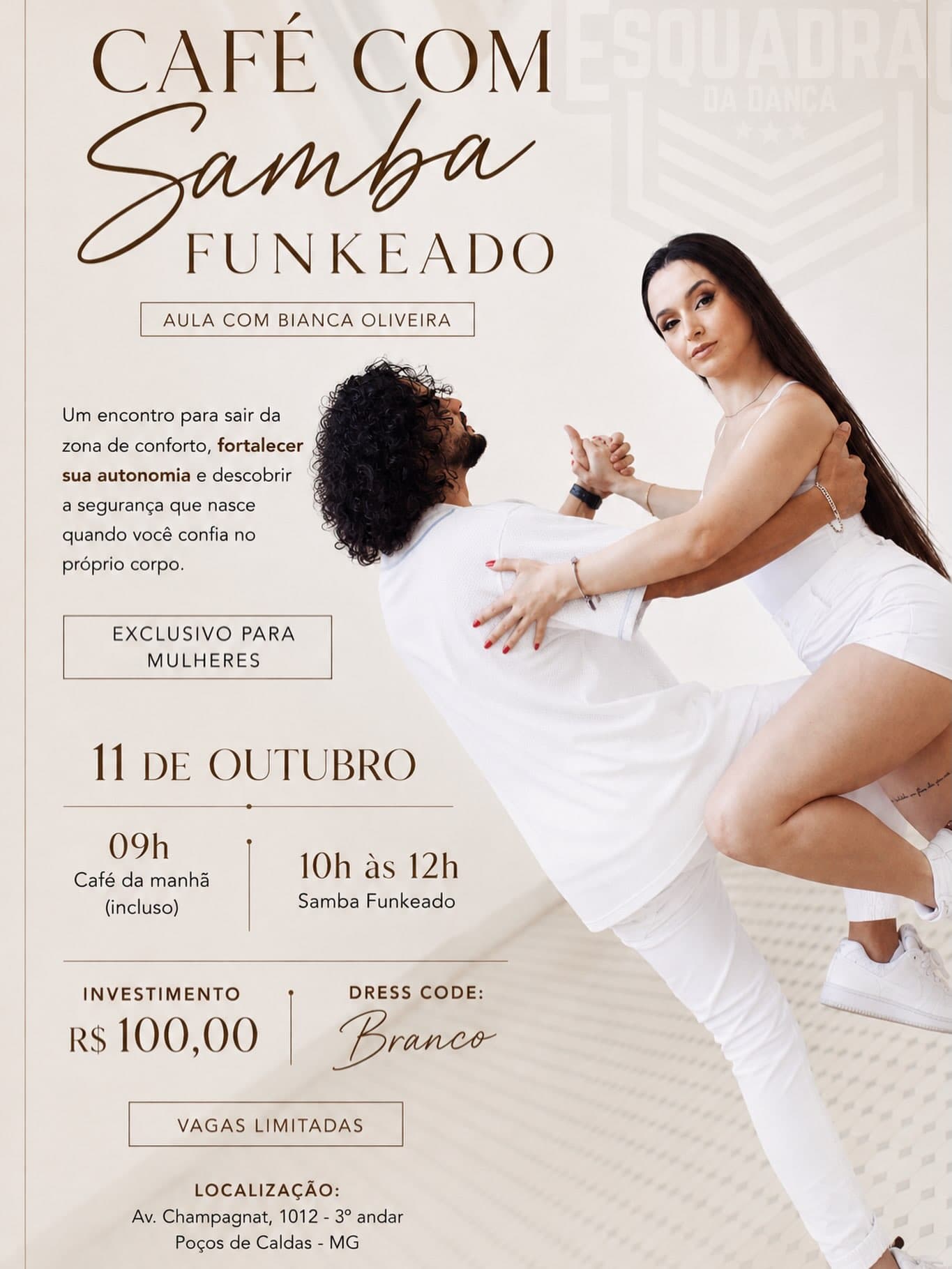 Flyer: Café com Samba Funkeado - Aula com Bianca Oliveira