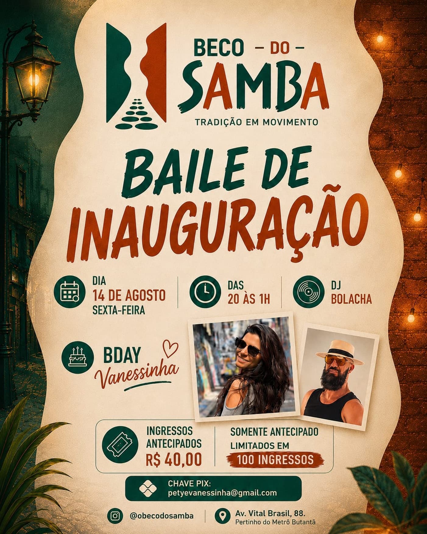 Flyer: Baile de Inauguração - Beco do Samba