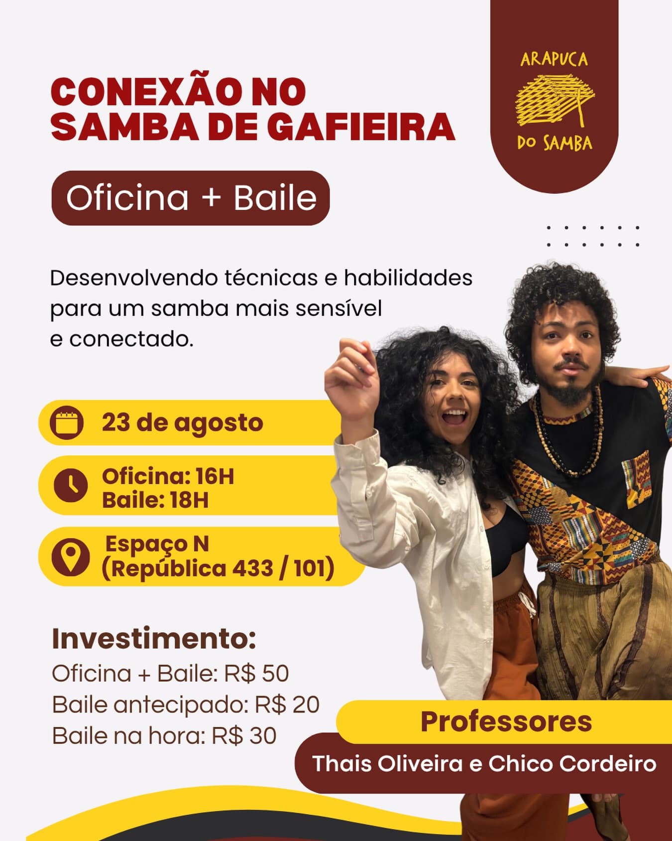 Flyer: Conexão no Samba de Gafieira - Oficina + Baile