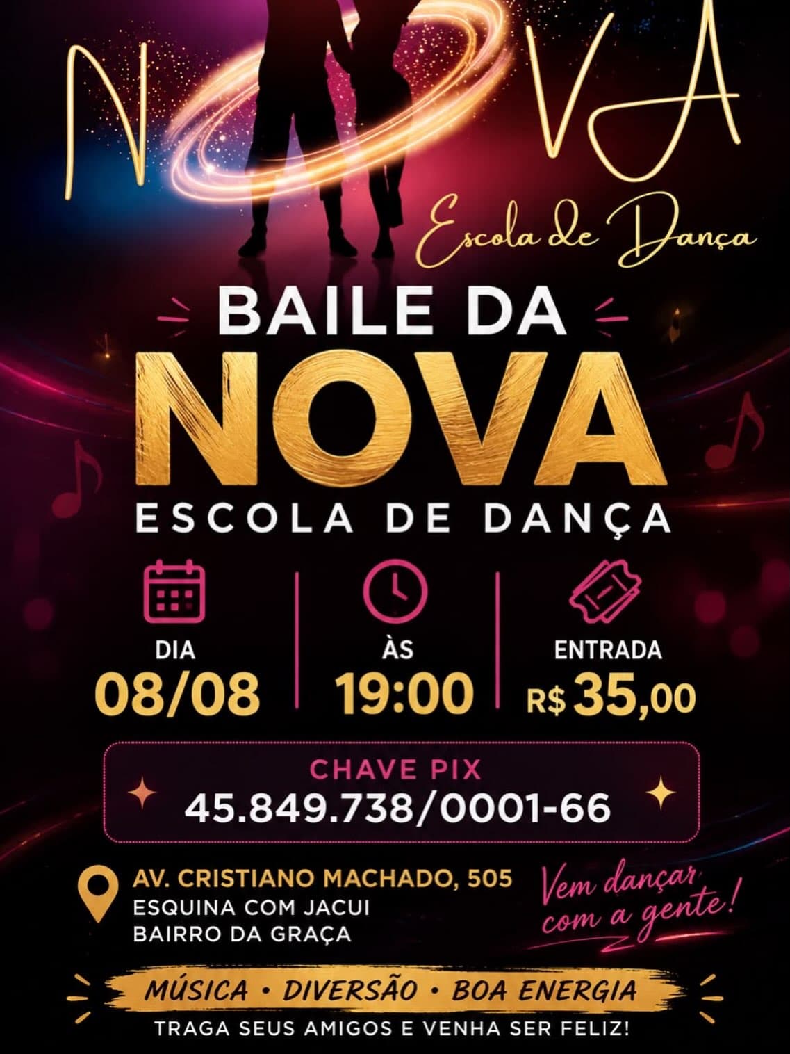 Flyer: Baile da Nova Escola de Dança