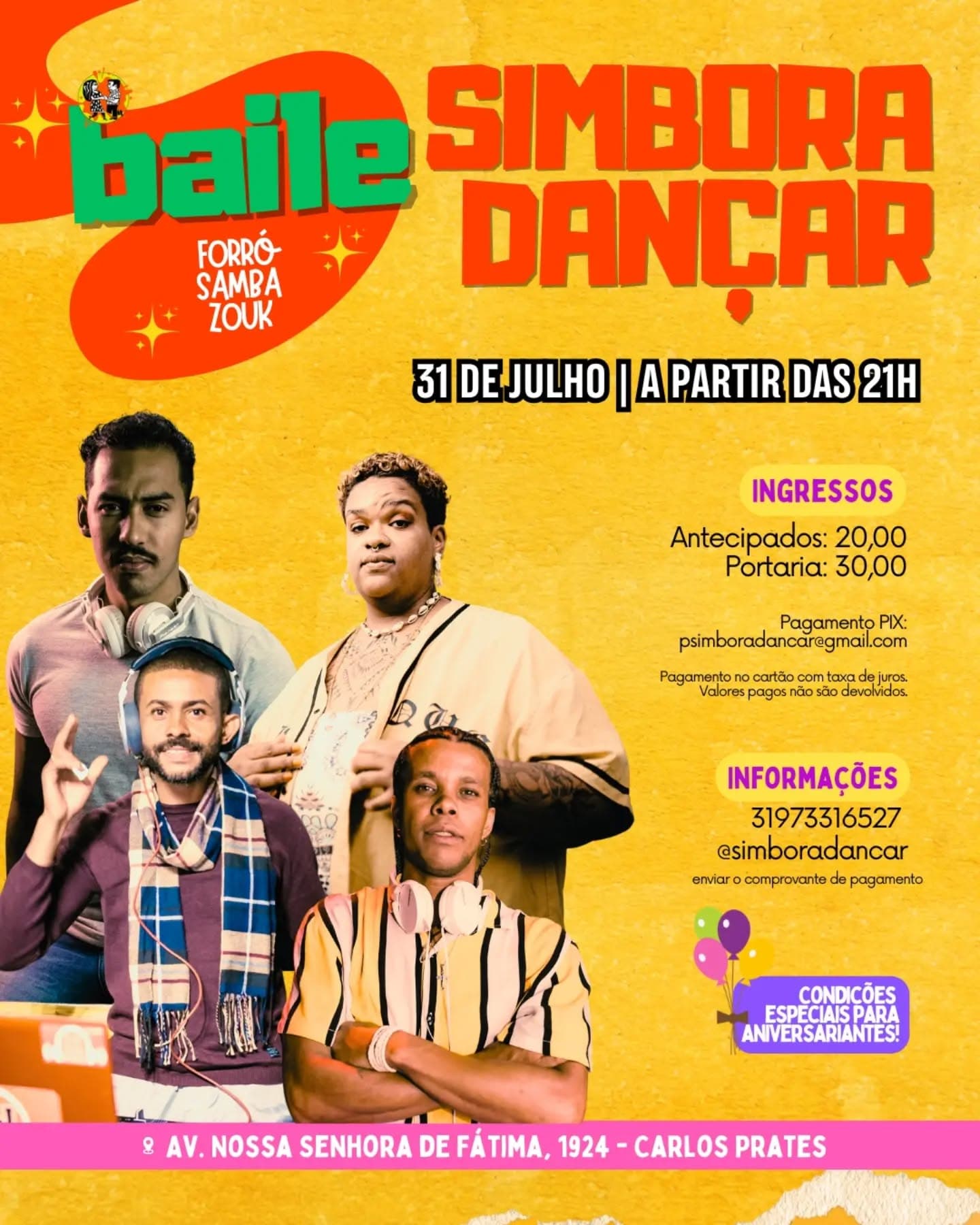 Flyer: Baile Simbora Dançar